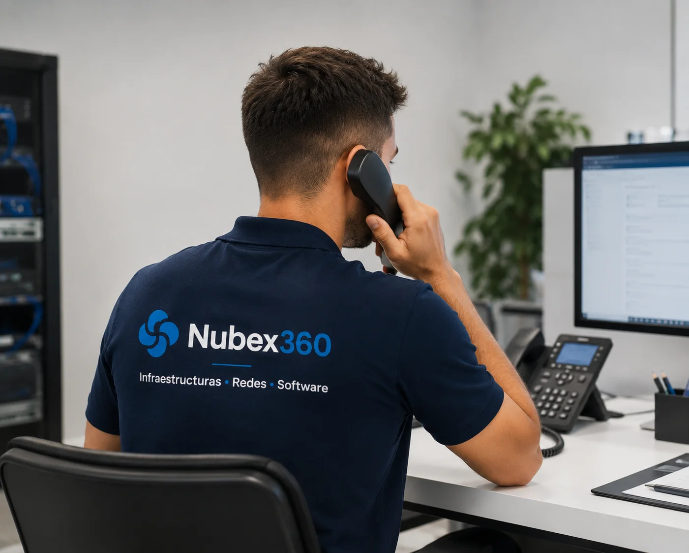 Técnico de Nubex360 dando soporte informático a una empresa
